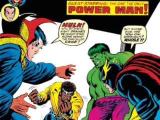 Defenders #17 cover; pencils, Ron Wilson; inks, unknown Defenders #17 cover; pencils, Ron Wilson; Luke Cage/Power Man, Nighthawk, Incredible Hulk, Doctor Strange