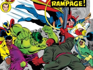 Defenders #18 cover; pencils, Gil Kane; inks, Dave Cockrum Defenders #18 cover; pencils, Gil Kane; inks, Dave Cockrum; Wrecking Crew, The Wrecker, Thunderball, Pile-Driver, Bulldozer