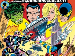 Defenders #26 cover; pencils, Gil Kane; inks, John Romita Sr.; Guardians of the Galaxy team-up, Yondu