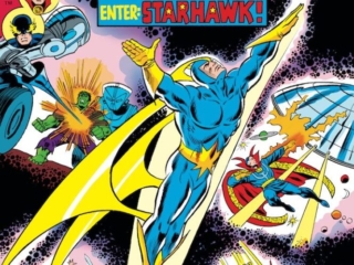 Defenders #28 cover; pencils, Ron Wilson; inks, Frank Giacoia; Starhawk, Guardians of the Galaxy