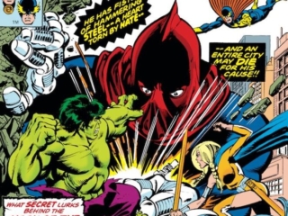 Defenders #40 cover; pencils, Gil Kane; inks, Klaus Janson; The Assassin, Valkyrie, Red Guardian, Power Man, Luke Cage