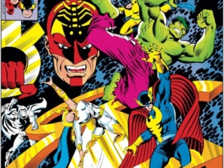 Defenders #48 cover; pencils, Ed Hannigan; inks, Joe Sinnott; alterations, John Romita Sr.; What is the Secret of Scorpio