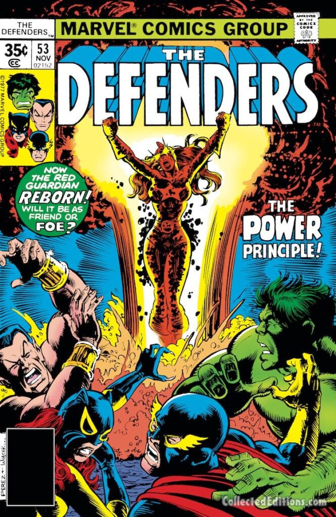 Defenders #53 cover; pencils, George Pérez; inks, Bob Wiacek; Clea backup story