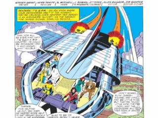 Defenders #76, pg. 1; pencils, Herb Trimpe; inks, Steve Mitchell; Steven Grant, Herb Trimpe, splash page, Little Triggers, Elvis Costello song title, Valkyrie, Hellcat, Wasp, Janet Van Dyne