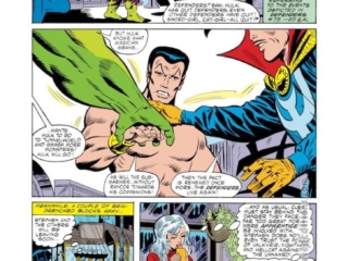 Defenders #78, pg. 4; layouts, Herb Trimpe; pencils and inks, Mike Esposito; Doctor Strange, Incredible Hulk, Namor, the Sub-Mariner, Clea, Tunnelworld