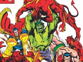 Defenders #80 cover; pencils, Rich Buckler; inks, Joe Rubinstein; Incredible Hulk, Doctor Strange, Namor the Sub-Mariner, Tunnelworld