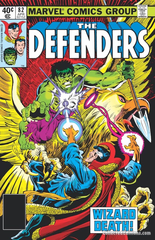 Defenders #82 cover; pencils, Rich Buckler; inks, Al Milgrom; Wizard Death, Hulk, Doctor Strange