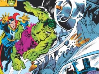 Defenders #85 cover; pencils, Rich Buckler; inks, Al Milgrom; Hulk, Doctor Strange, Panther's Peril, Hellcat, Black Panther