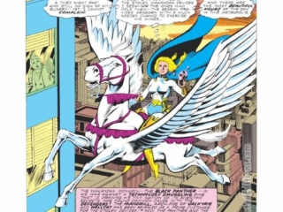 Defenders #86, pg. 1; pencils, Don Perlin; inks, Pablo Marcos; The Left Hand of Silence, splash page, Valkyrie, Aragorn, New York City