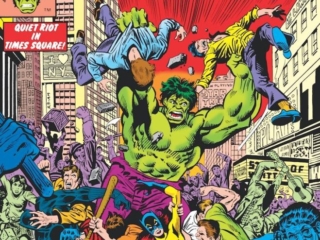 Defenders #86 cover; pencils, Rich Buckler; inks, Al Milgrom; Quiet Riot in Times Square, Hulk, Hellcat