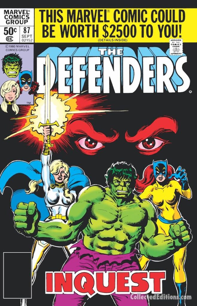 Defenders #87 cover; pencils, Michael Netzer; inks, Al Milgrom; Inquest, Hulk, Valkyrie, Hellcat