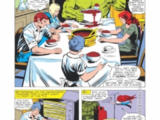 Defenders #89, pg. 20; layouts, Don Perlin; pencils and inks, Pablo Marcos; Patsy Walker, Hulk loves beans, Kyle Richmond, Nighthawk; Dolly Donahue first appearance