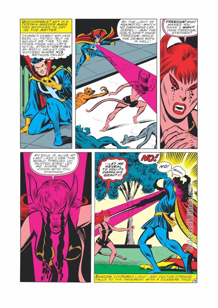 Defenders #94, pg. 16; layouts, Don Perlin; pencils and inks, Joe Sinnott; Demon Hellcat, Patsy Walker, Doctor Strange
