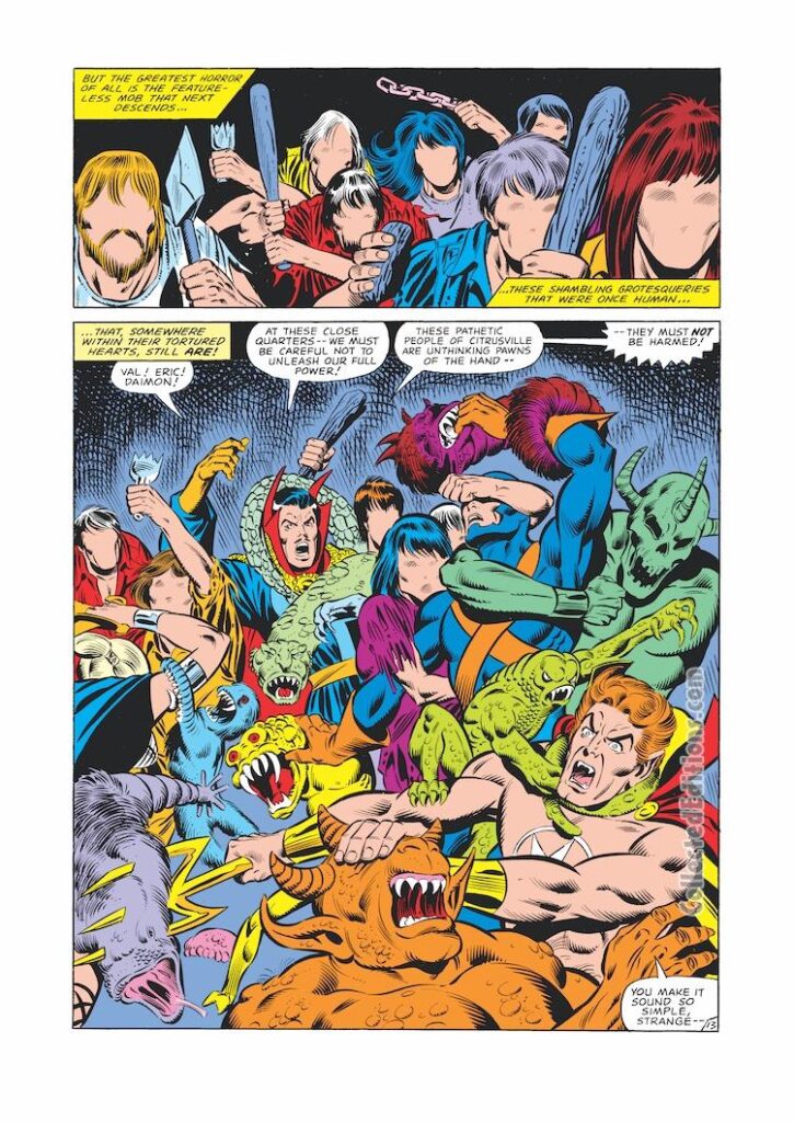 Defenders #99, pg. 13; layouts, Don Perlin; pencils and inks, Joe Sinnott; Doctor Strange, Son of Satan