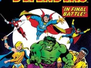 Defenders Annual #1 cover; pencils, Al Milgrom; inks, Klaus Janson; Red Guardian/Tania Belinsky, Doctor Strange, Nighthawk, Valkyrie, Hulk, Luke Cage, Power Man