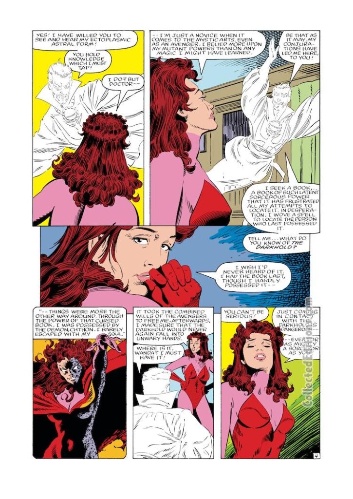 Doctor Strange #60, pg. 4; pencils, Dan Green; inks, Terry Austin; Scarlet Witch, astral form