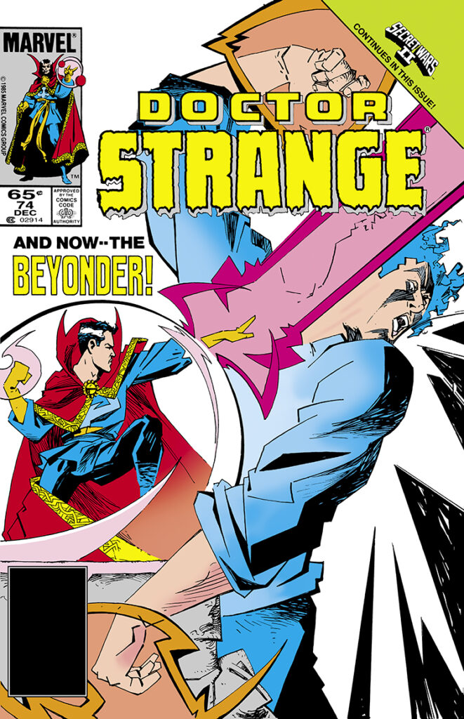 Doctor Strange #74 cover; pencils and inks, Mark Badger, Secret Wars II, The Beyonder