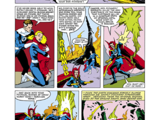 Doctor Strange #75, pg. 5; layouts, Sal Buscema; pencils and inks, Mark Badger, Fantastic Four, Franklin Richards, Mister Fantastic, Susan Storm