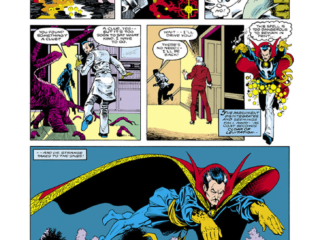 Doctor Strange #76, pg. 10; layouts, Mark Badger; pencils and inks, Chris Warner, Cloak of Levitation