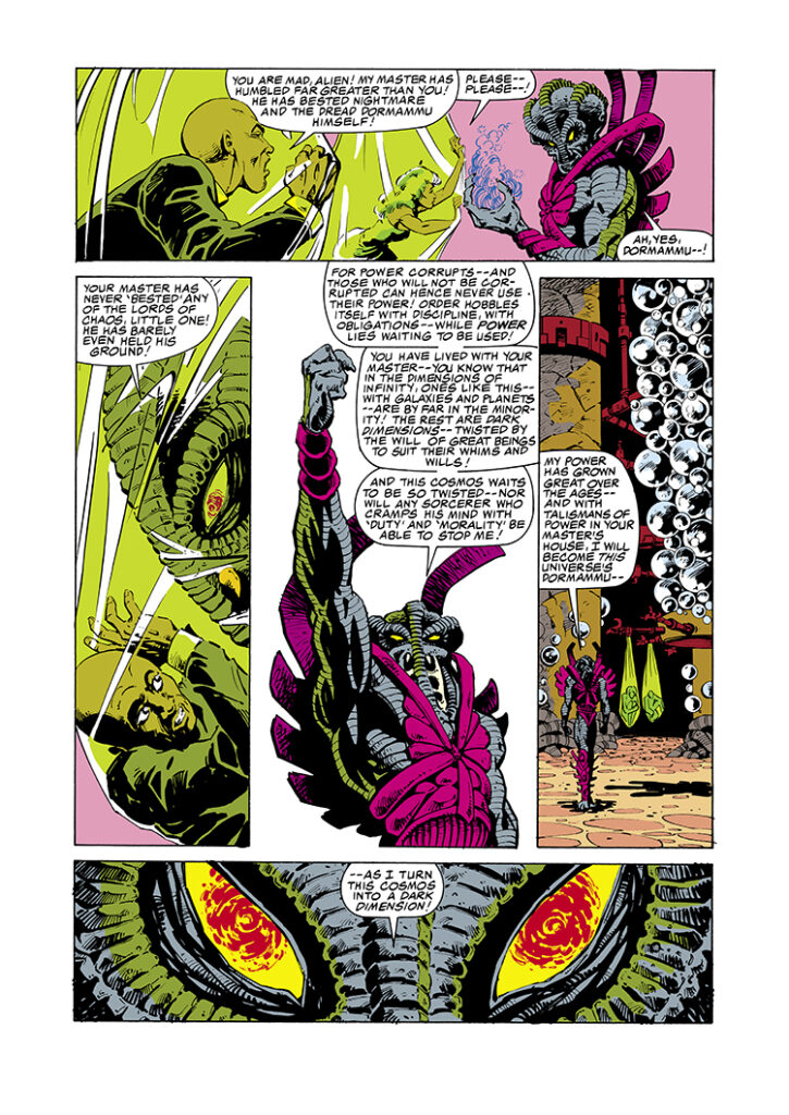 Doctor Strange #80, pg. 14; pencils, Chris Warner; inks, Randy Emberlin; Wong, Clea, Urthona