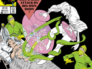 Doctor Strange #80 cover; pencils and inks, Albert Carlson, Doc Under Attack By His Own Body