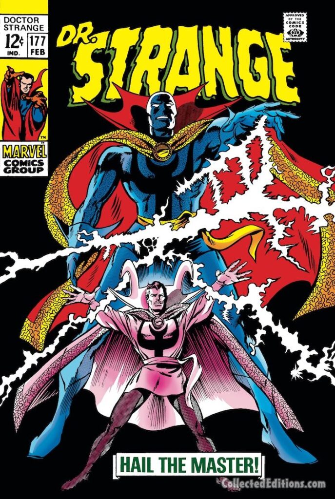 Doctor Strange #177 cover; pencils, Gene Colan; inks, Tom Palmer; new black costume with mask
