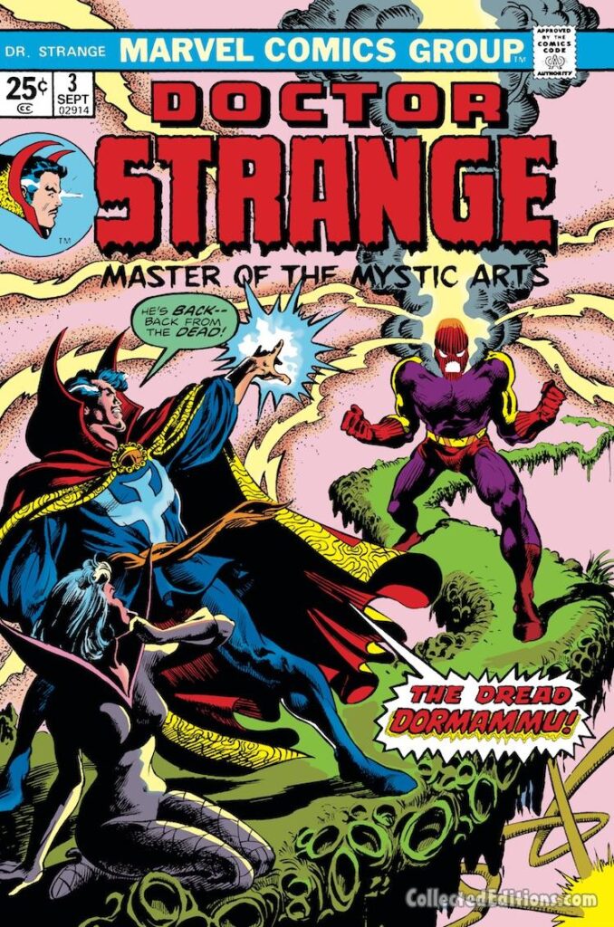 Doctor Strange #3 cover; pencils and inks, Frank Brunner; Dormammu, Clea