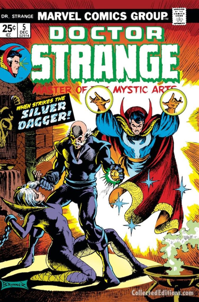 Doctor Strange #5 cover; pencils and inks, Frank Brunner, Silver Dagger, Clea