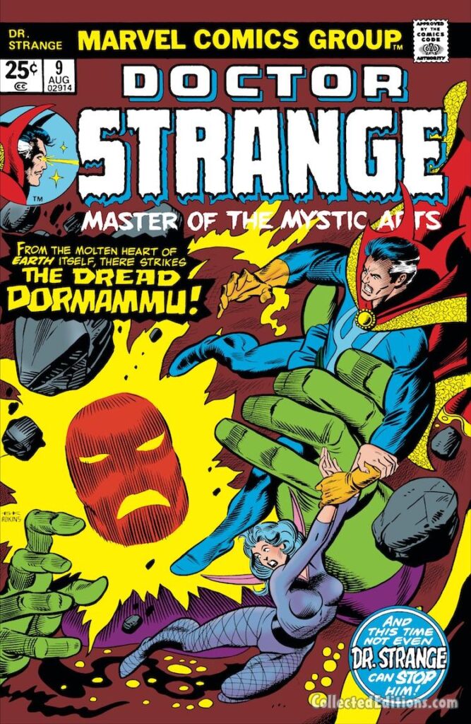 Doctor Strange #9 cover; pencils, Gil Kane; inks, Dan Adkins; Clea, The Dread Dormammu