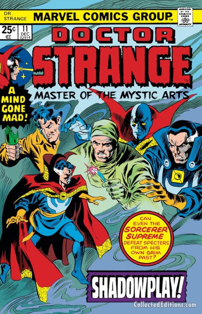 Doctor Strange #11 cover; pencils, Gene Colan; inks, Frank Giacoia; Stephen Strange, Shadowplay