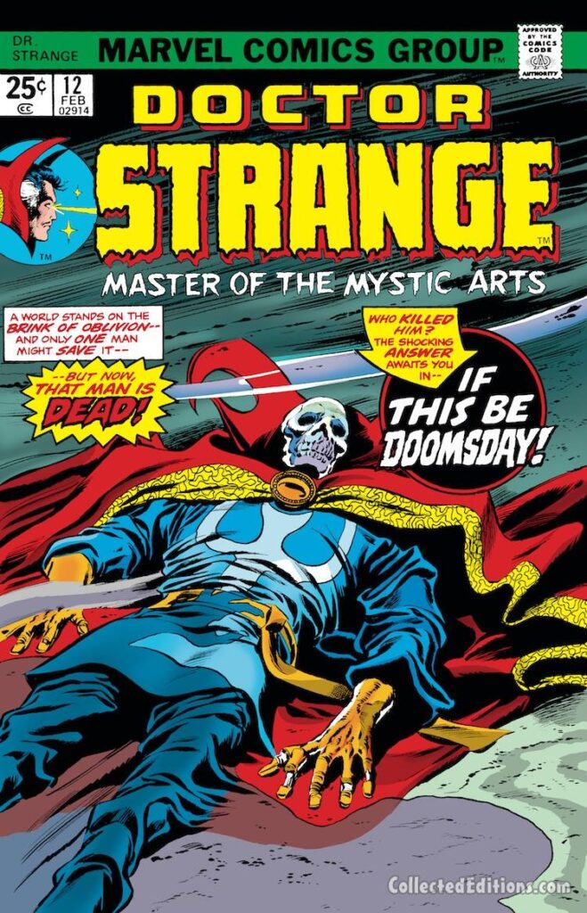 Doctor Strange #12 cover; pencils, Gene Colan; inks, Tom Palmer; If This Be Doomsday