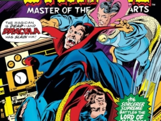 Doctor Strange #14 cover; pencils, Gene Colan; inks, Tom Palmer; Tomb of Dracula, Count Dracula crossover