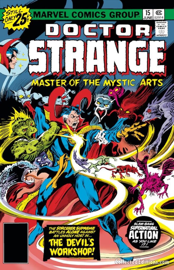 Doctor Strange #15 cover; pencils, Gene Colan; inks, Tom Palmer