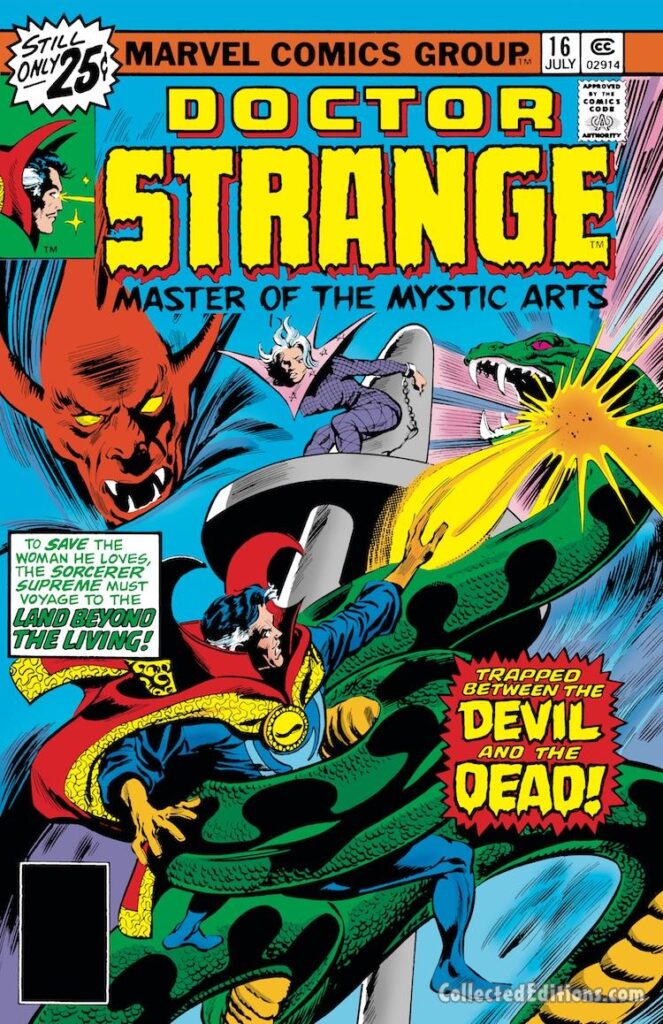 Doctor Strange #16 cover; pencils, Gene Colan; inks, Tom Palmer; Clea, Land Beyond the Living