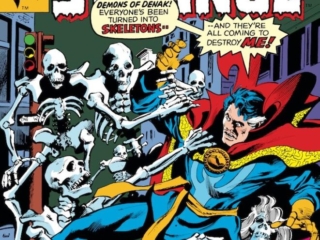 Doctor Strange #19 cover; pencils, Gene Colan; inks, Klaus Janson; Demons of Denak, skeletons