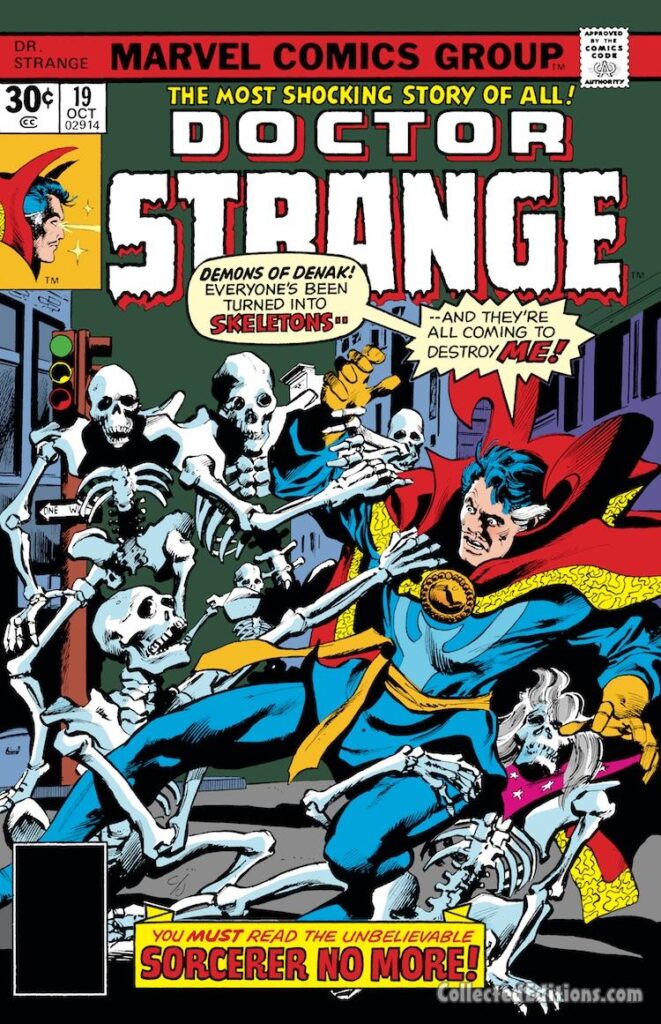 Doctor Strange #19 cover; pencils, Gene Colan; inks, Klaus Janson; Demons of Denak, skeletons