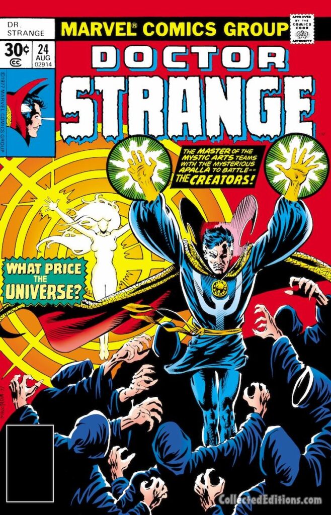 Doctor Strange #24 cover; pencils, Gene Colan; inks, Al Milgrom; Apalla, The Creators
