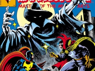 Doctor Strange #29 cover; pencils and inks, Frank Brunner Doctor Strange #29 cover; pencils and inks, Frank Brunner; He Who Stalks, Nighthawk, Kyle Richmond; Death-Stalker