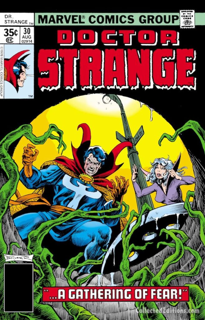 Doctor Strange #30 cover; pencils and inks, Frank Brunner; Clea, A Gathering of Fear