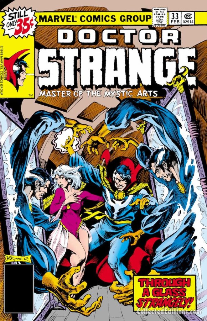 Doctor Strange #33 cover; pencils and inks, Frank Brunner; Clea