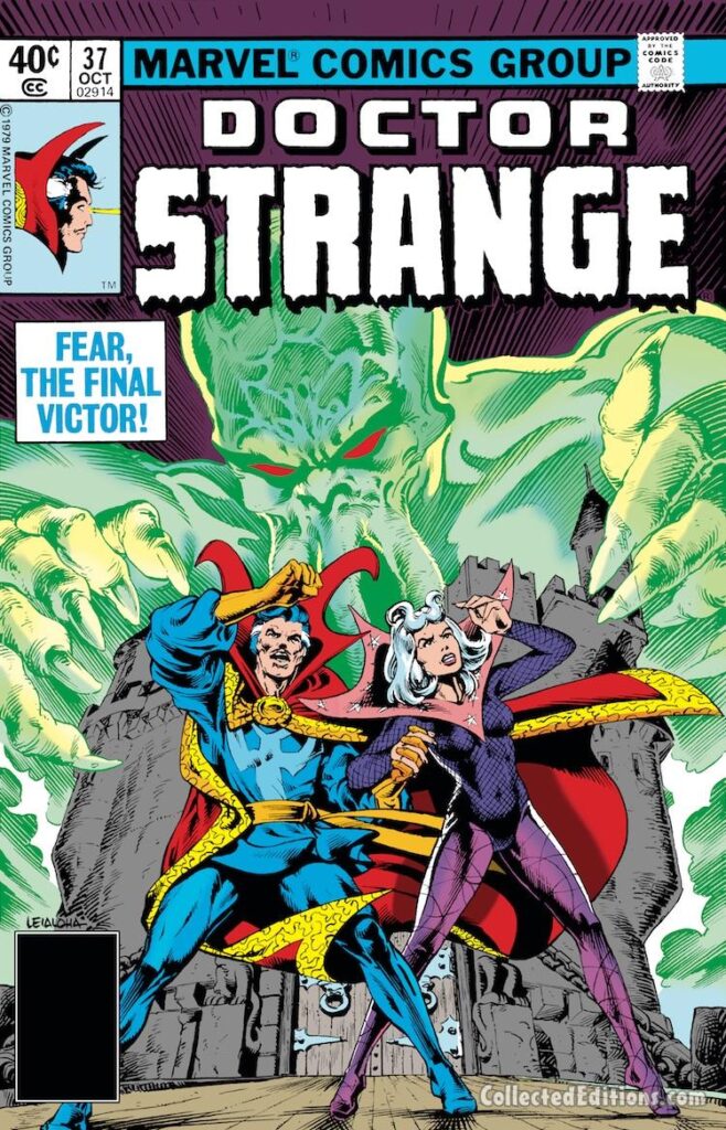 Doctor Strange #37 cover; pencils and inks, Steve Leialoha; D'Spayre, Ningal, The Dweller, Clea
