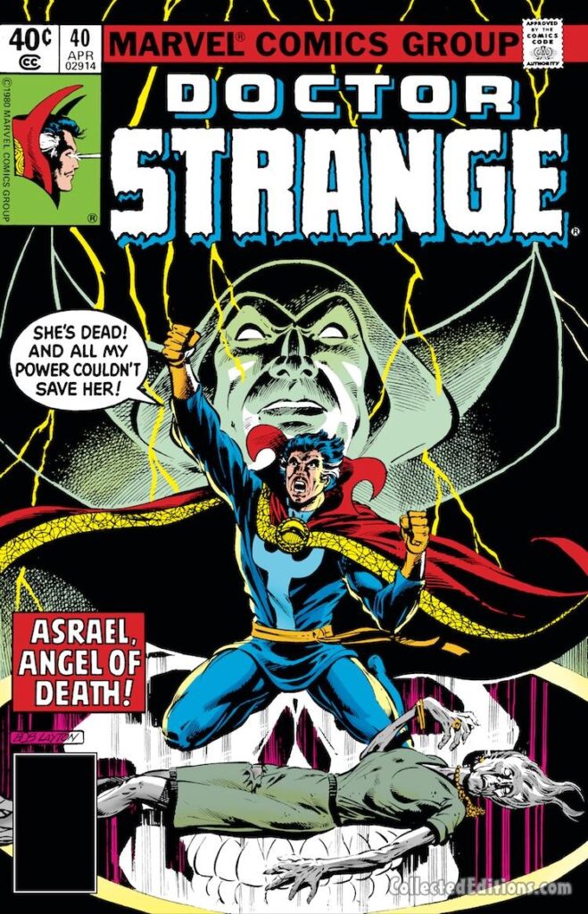 Doctor Strange #40 cover; pencils and inks, Bob Layton; Azrael, Master of the Mystic Arts, pentagram, Marvel