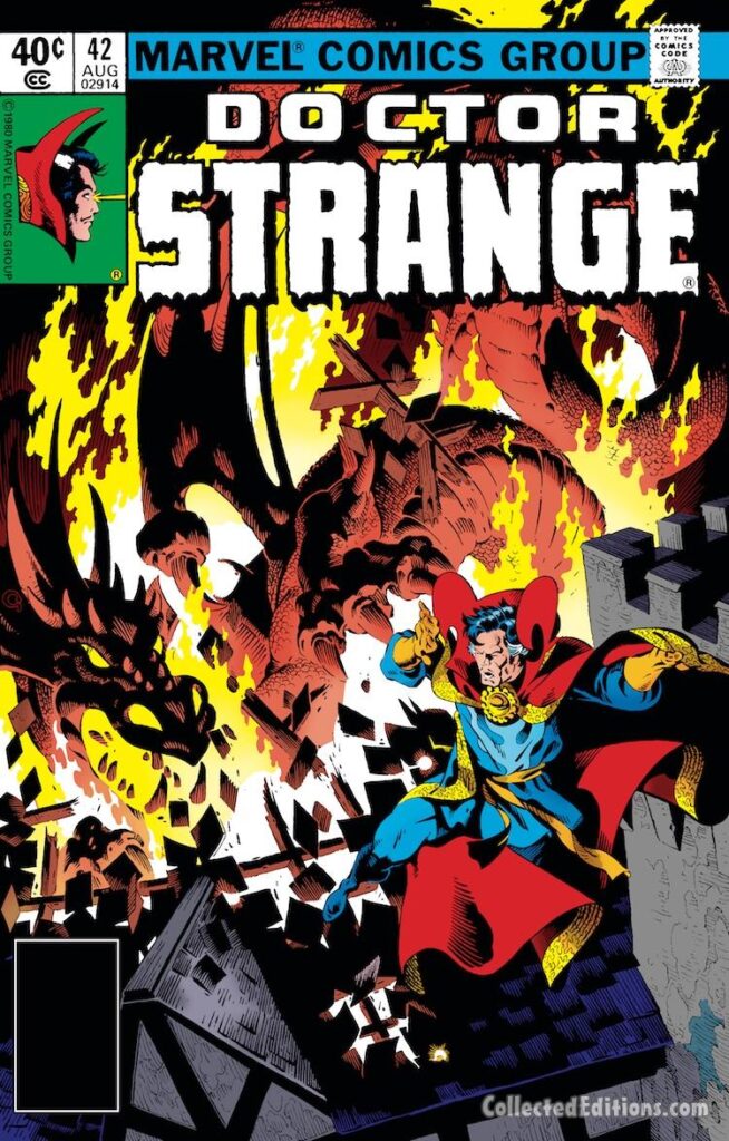 Doctor Strange #42 cover; pencils and inks, Michael Golden; Madeleine de St Germain, dragon