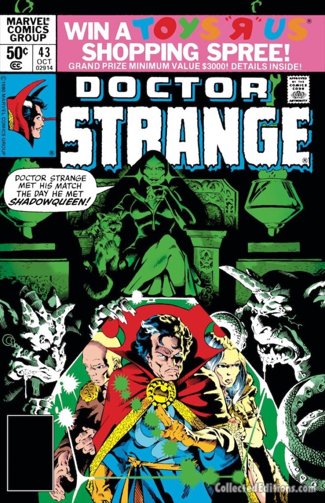 Doctor Strange #43 cover; pencils and inks, Michael Golden; Clea, Wong, Shadowqueen