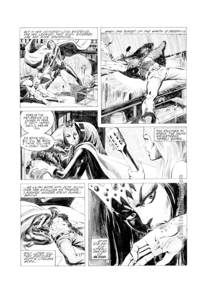 Dracula Lives #10, pg. 40; Lilith in “The Blood Book,” pencils, Bob Brown; inks, Crusty Bunkers
