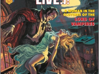 Dracula Lives! #10 cover; painted art, Luis Dominguez; A Woman in the Clutches of the Lord of Vampires, A City in the Grip of Terror, Count, Tomb of Dracula, Curtis Magazines, Marvel Monster Group