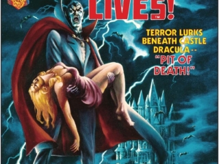 Dracula Lives! #11 cover; painted art, Stephen Fabian; Terror Lurks Beneath Castle Dracula &ldquo;Pit of Death&rdquo;, Can Any Man Escape