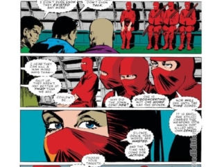 Elektra Saga #1, pg. 21; pencils and inks, Frank Miller; new story content, The Hand, ninjas