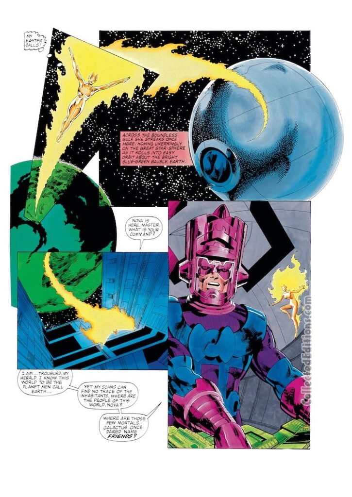 Epic Illustrated #29, “The Last Galactus Story Chapter Four: The Rhyming Robot,” pg. 5. Pencils, John Byrne; inks, Terry Austin.