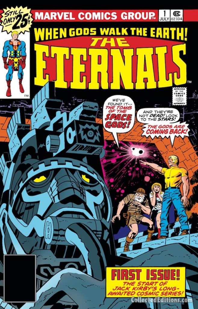 Eternals #1 cover; pencils, Jack Kirby; first appearance of